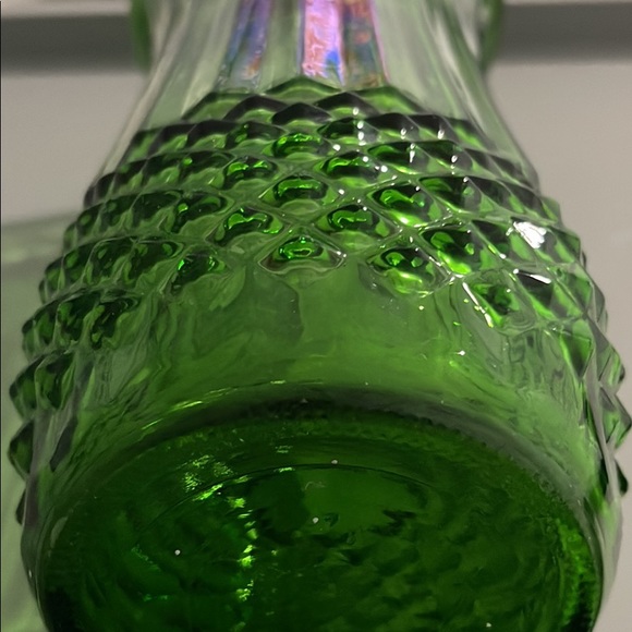 78 YEARS OLD BEAUTIFUL Glass Green 1940s VASE 10 " tall FILL WITH RED ROSES WOW - Picture 3 of 3